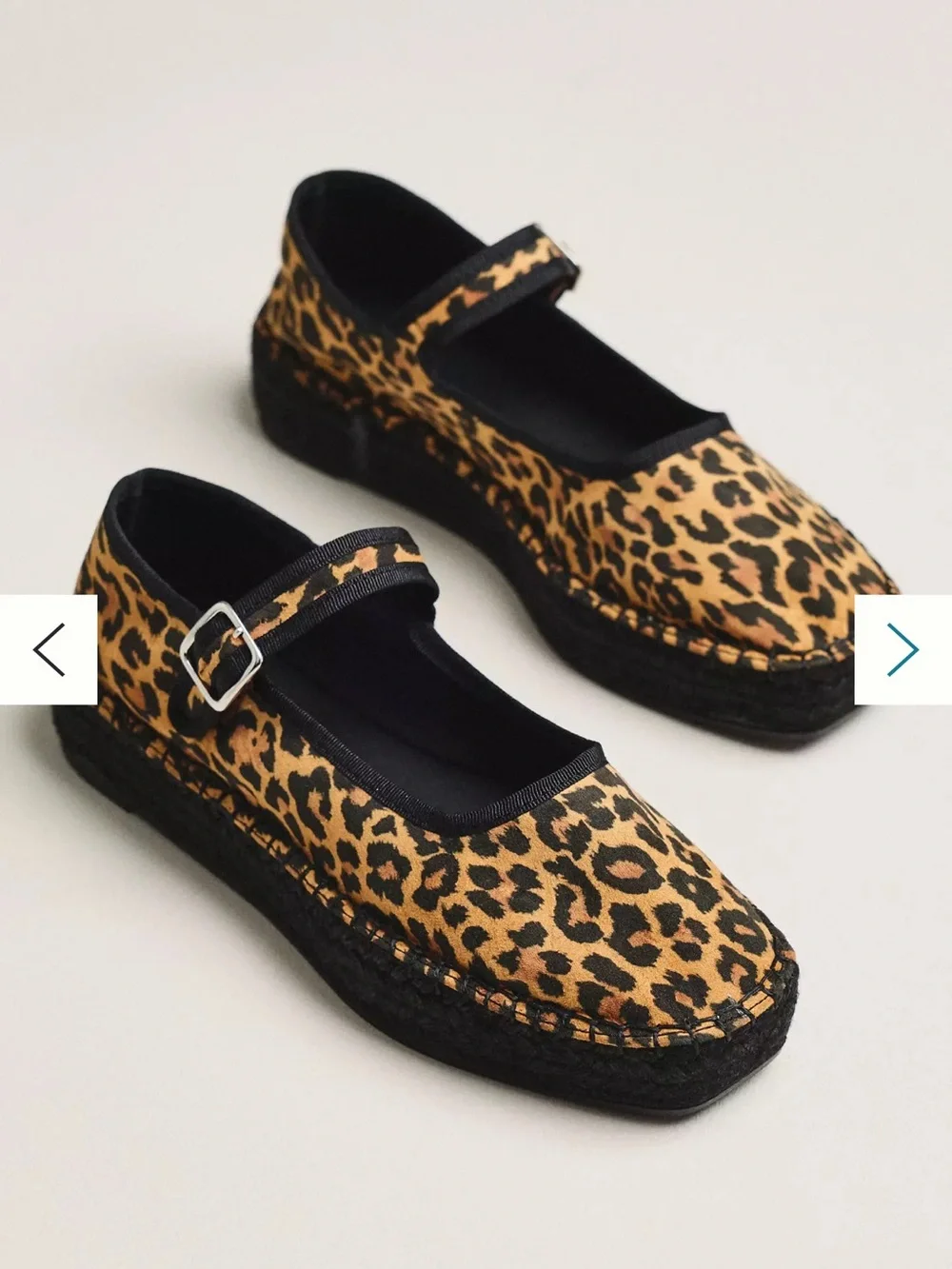 Maeve Leopard Print Mary-Jane Espadrilles in Tan and Black